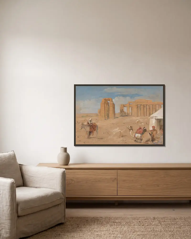 The Ramesseum at Thebes av John Frederick Lewis inramad på en vägg