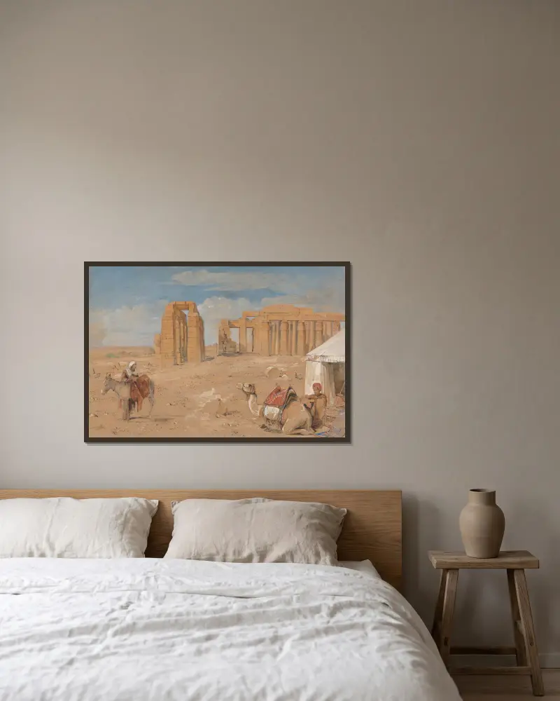 The Ramesseum at Thebes av John Frederick Lewis inramad på en vägg