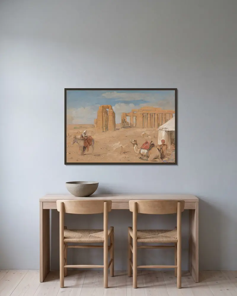 The Ramesseum at Thebes av John Frederick Lewis inramad på en vägg