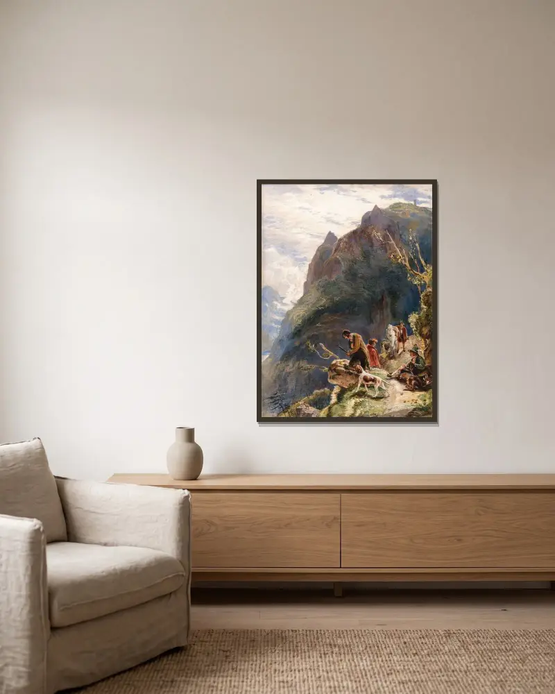Tyrolska jägare av John Frederick Lewis inramad på en vägg