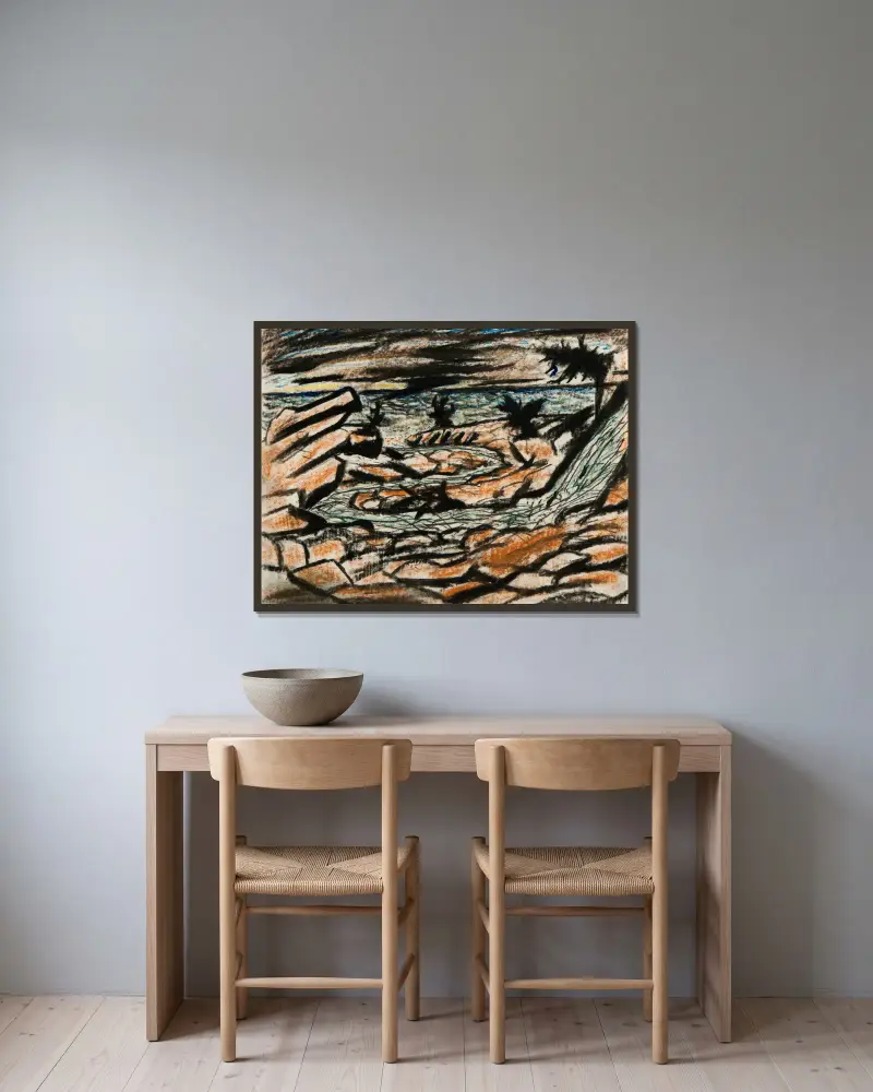 Küstenlandschaft von Carl Fredrik Hill gerahmt an einer Wand