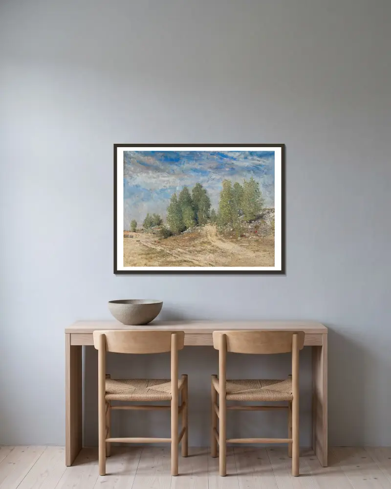Grusbacke av Carl Fredrik Hill inramad på en vägg