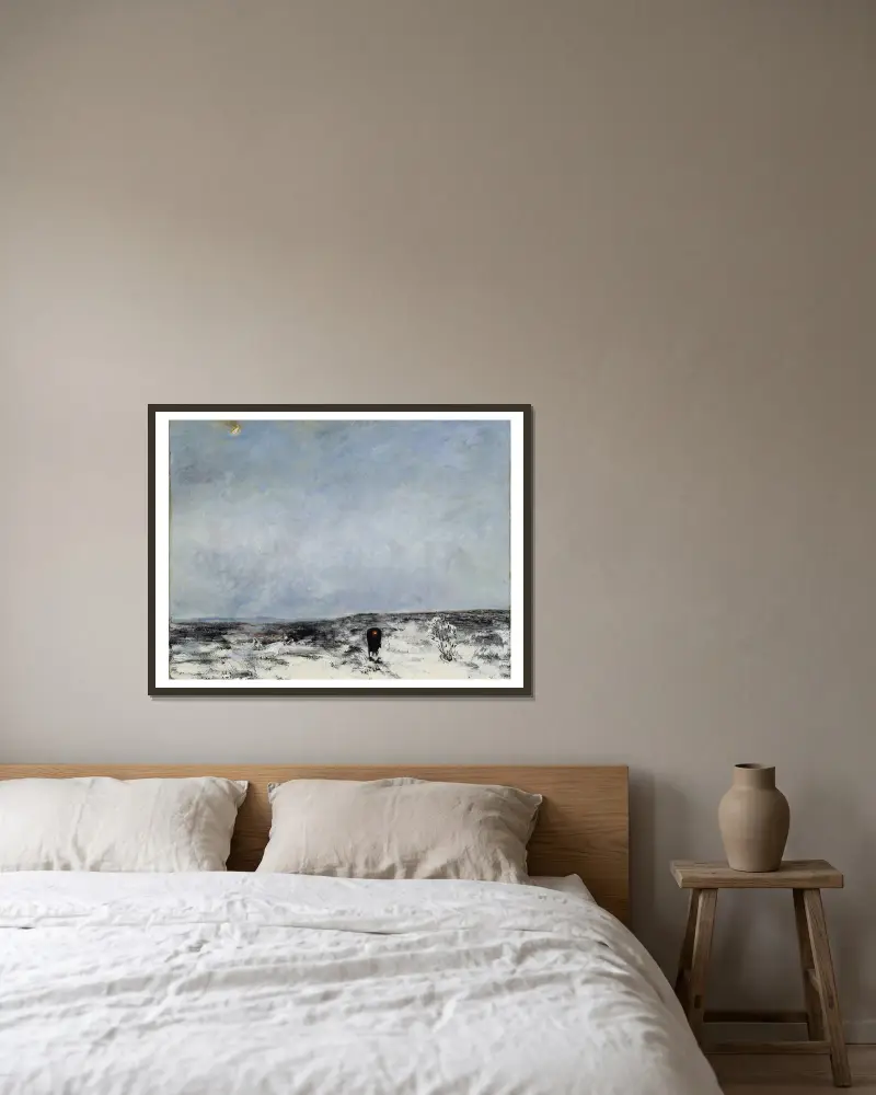Hed med vagn av Carl Fredrik Hill inramad på en vägg