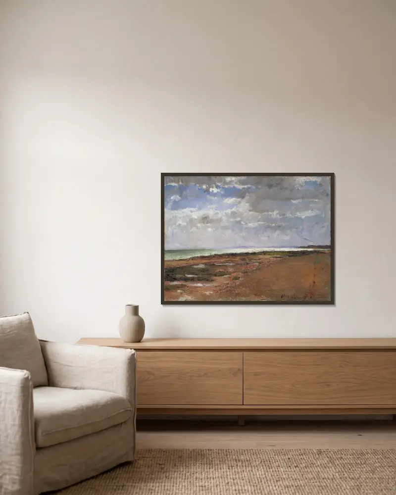 Der Strand von Luc von Carl Fredrik Hill gerahmt an einer Wand