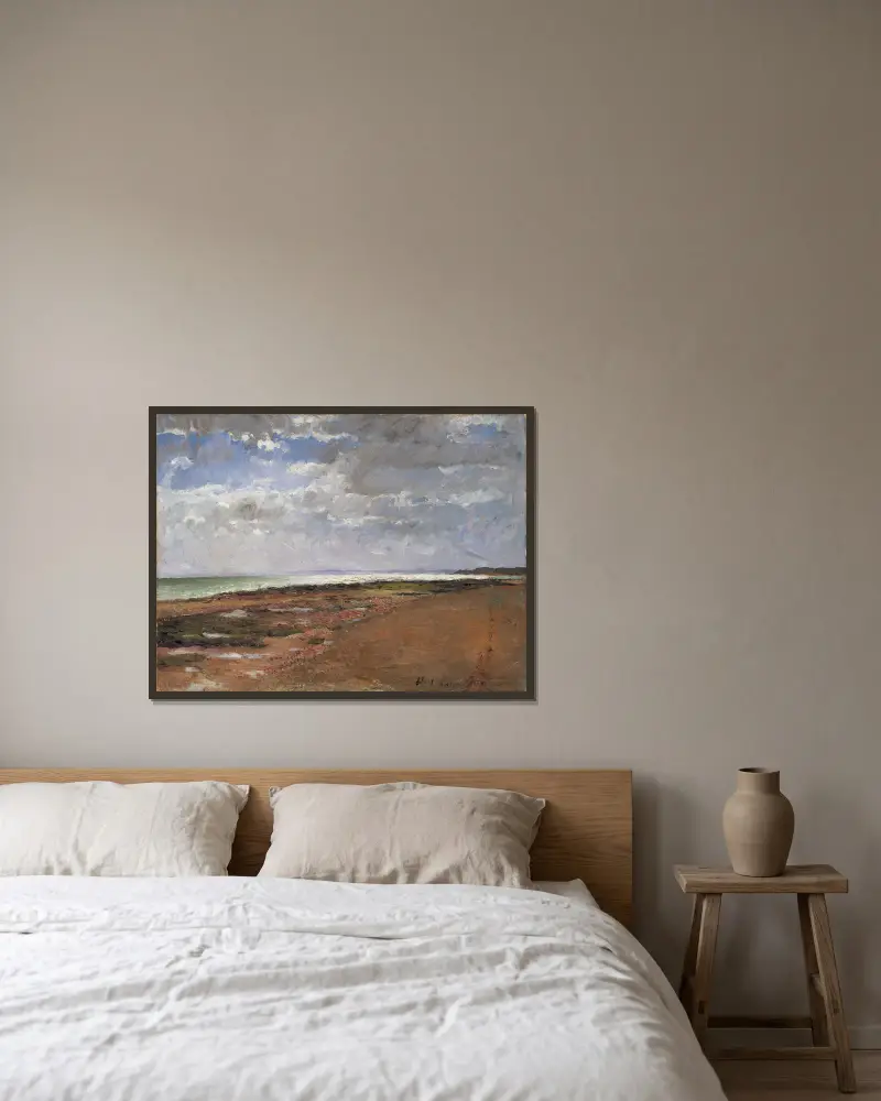 Der Strand von Luc von Carl Fredrik Hill gerahmt an einer Wand