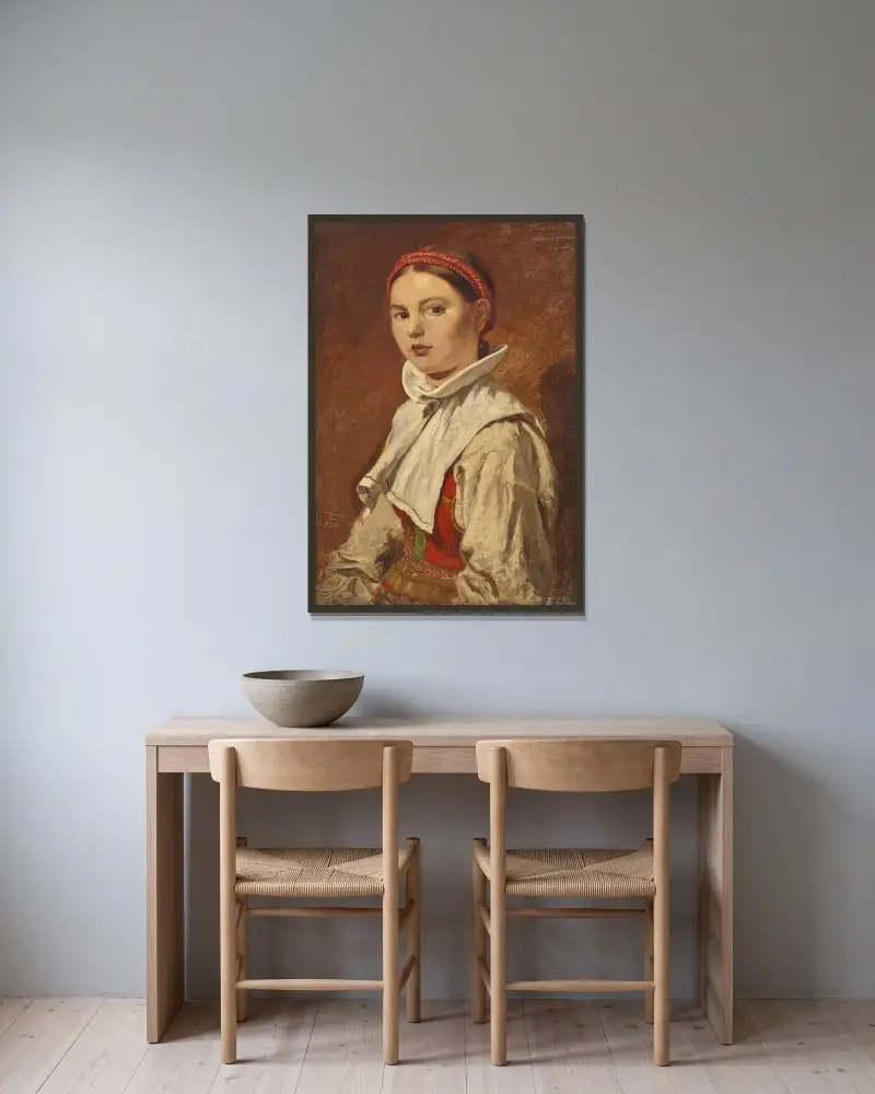 Såsser Kerstin Andersdotter, Dalecarlia av Johan Fredrik Höckert inramad på en vägg