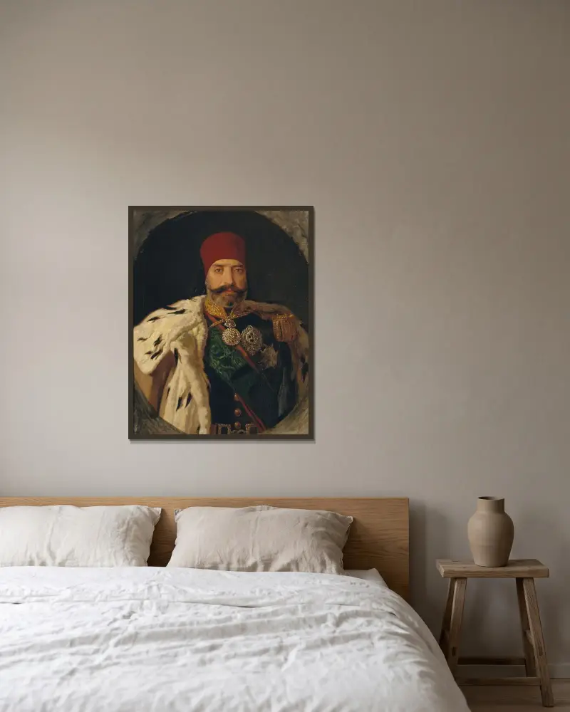 The Bey of Tunis, Sid Muhammed Es Sadok av Johan Fredrik Höckert inramad på en vägg