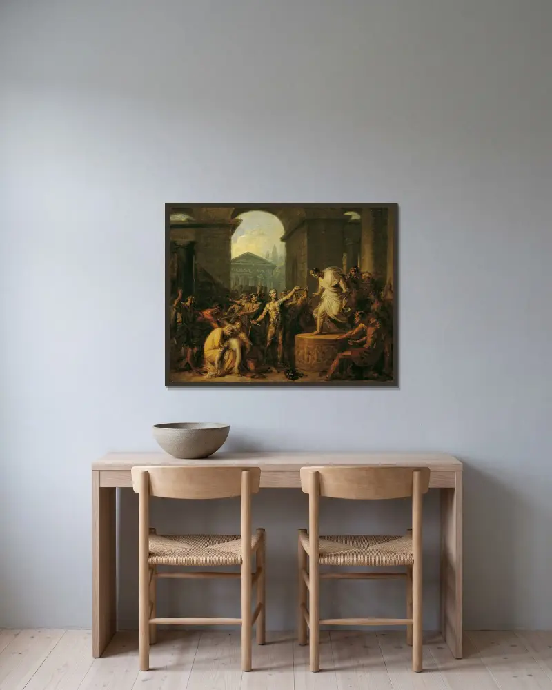 Virginia död av Heinrich Friedrich Füger inramad på en vägg