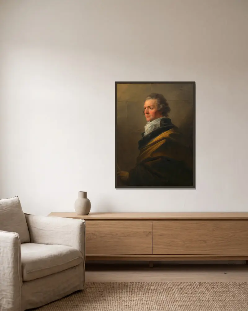 Johann Nepomuk Hunczovsky (Leibarzt von Kaiser Leopold II.) av Heinrich Friedrich Füger inramad på en vägg