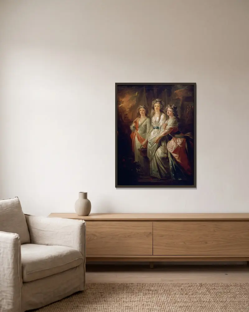 Die Gräfinnen Elisabeth, Christiane und Marie Karoline von Thun von Heinrich Friedrich Füger gerahmt an einer Wand