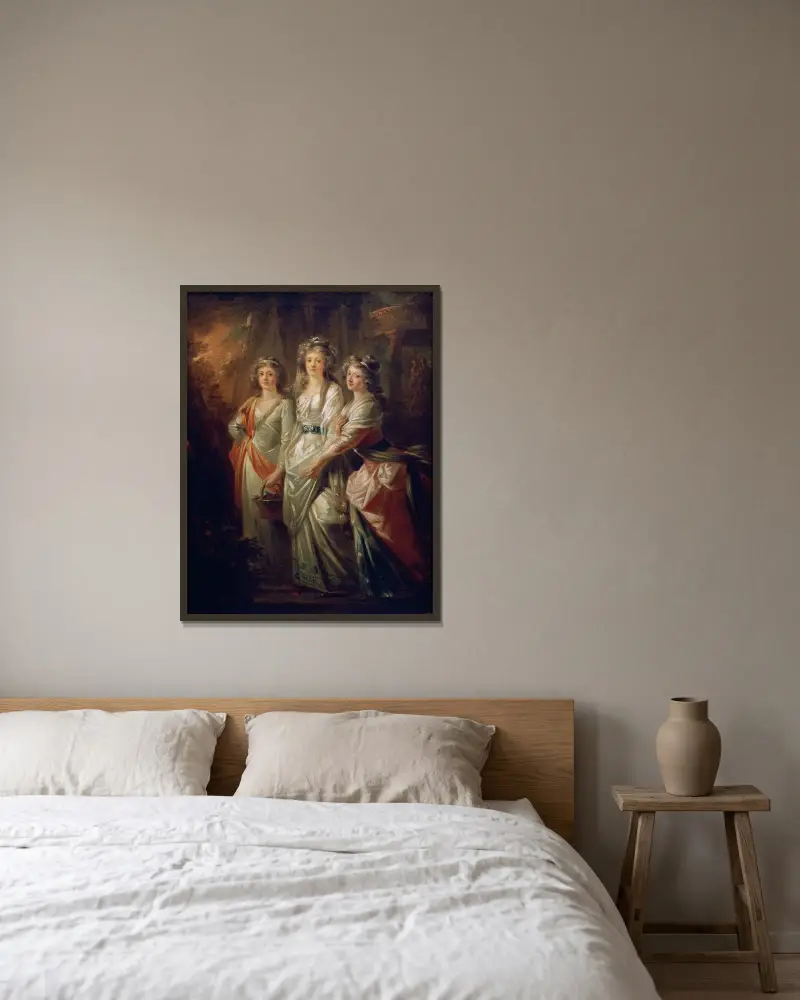 Die Gräfinnen Elisabeth, Christiane und Marie Karoline von Thun von Heinrich Friedrich Füger gerahmt an einer Wand