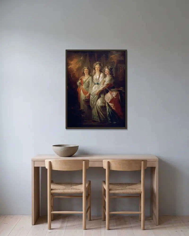 Die Gräfinnen Elisabeth, Christiane und Marie Karoline von Thun von Heinrich Friedrich Füger gerahmt an einer Wand