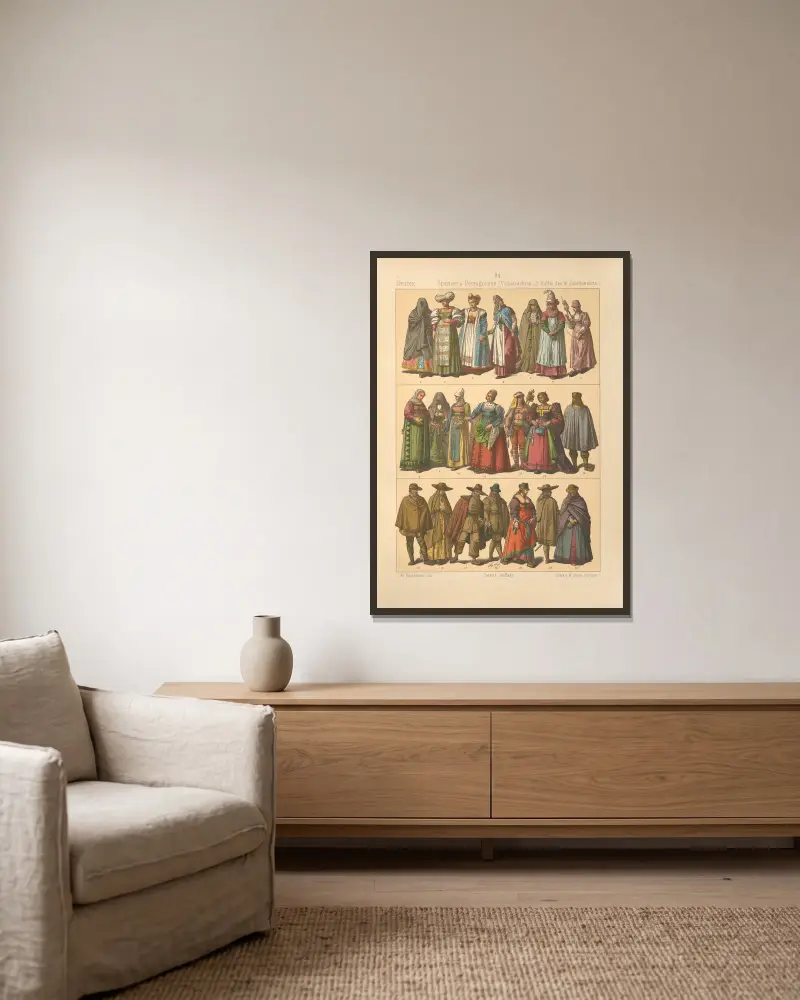Spanier und Portugiesen, 1884 – Nr. 1 von Friedrich Hottenroth gerahmt an einer Wand