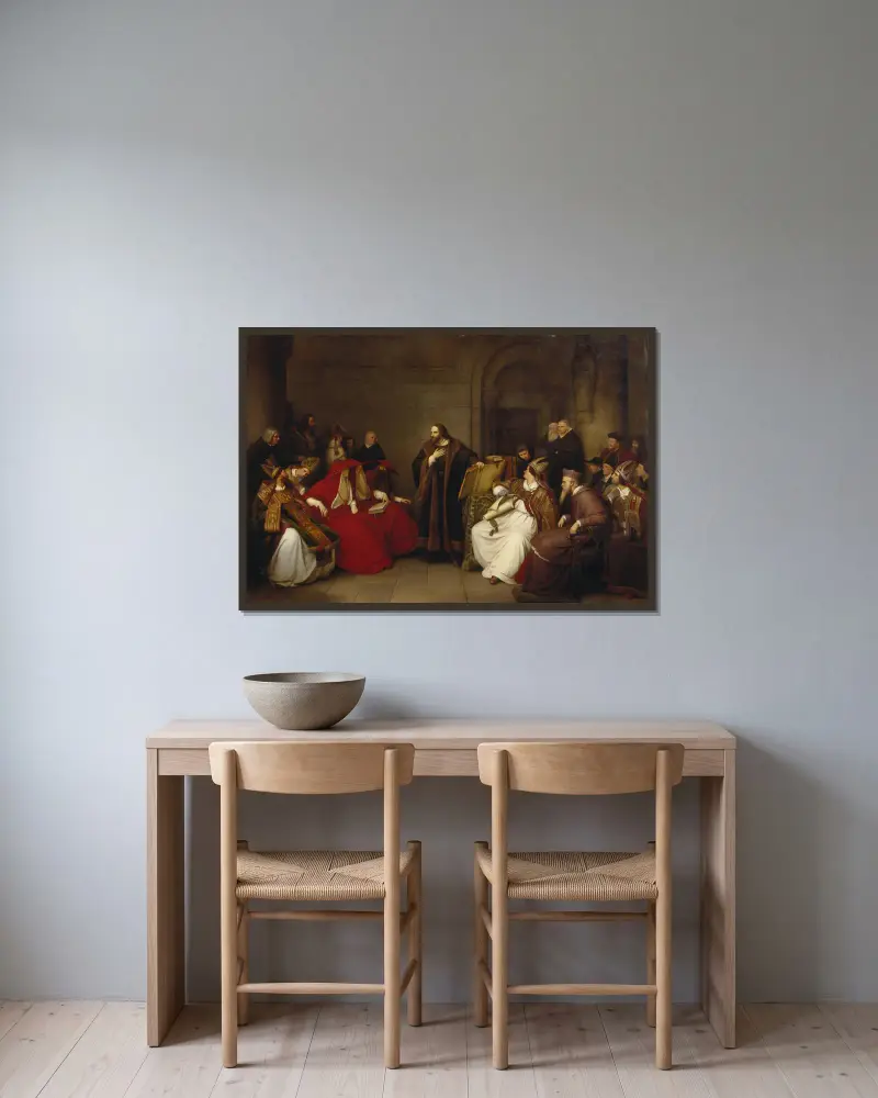 Jan Hus in Konstanz von Karl Friedrich Lessing gerahmt an einer Wand