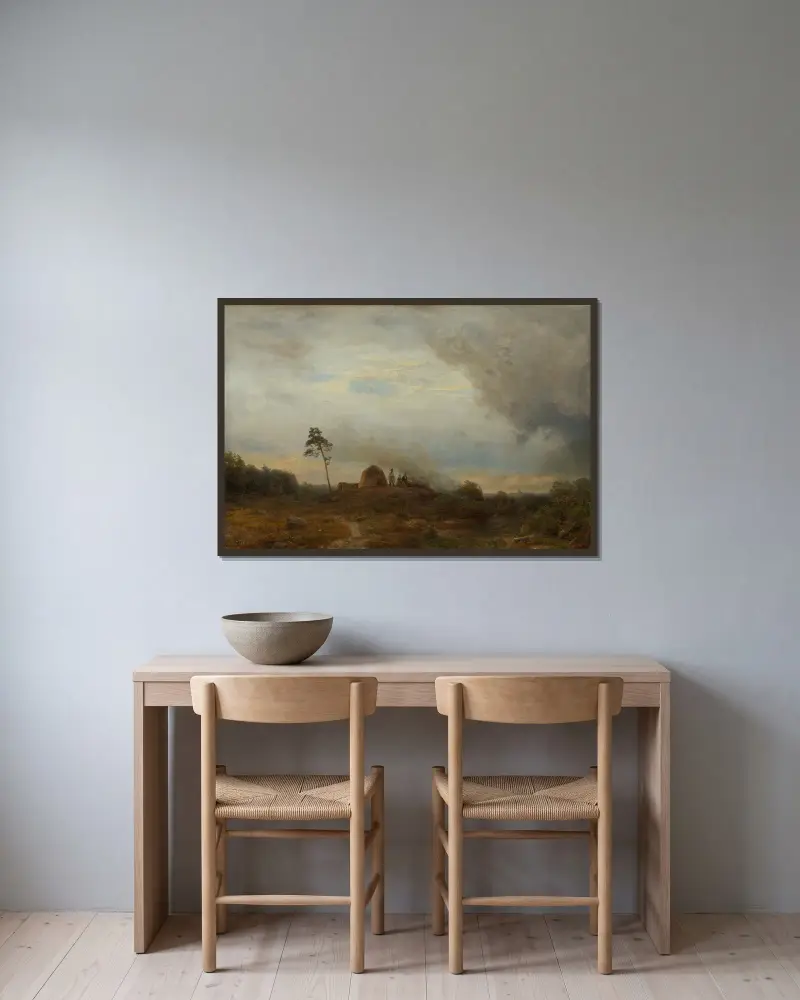 Polnisches Biwak in der Heide av Karl Friedrich Lessing inramad på en vägg