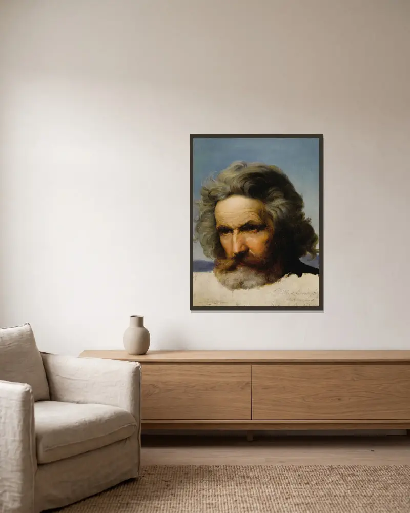 Study of a Bearded Man av Karl Friedrich Lessing inramad på en vägg