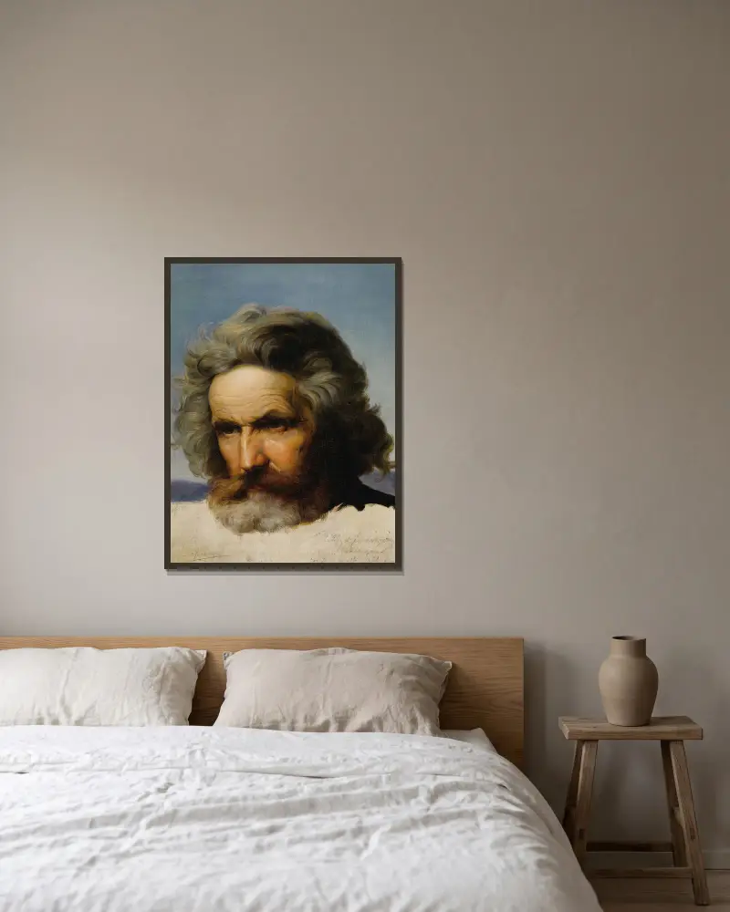 Study of a Bearded Man av Karl Friedrich Lessing inramad på en vägg