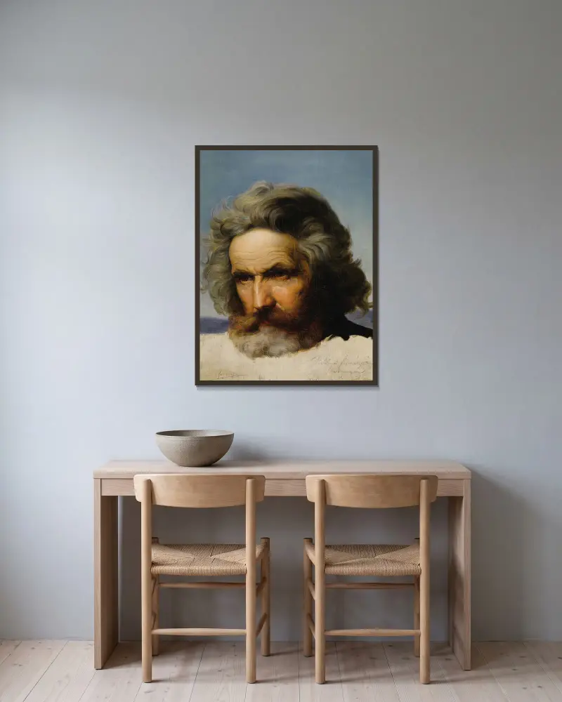 Study of a Bearded Man av Karl Friedrich Lessing inramad på en vägg