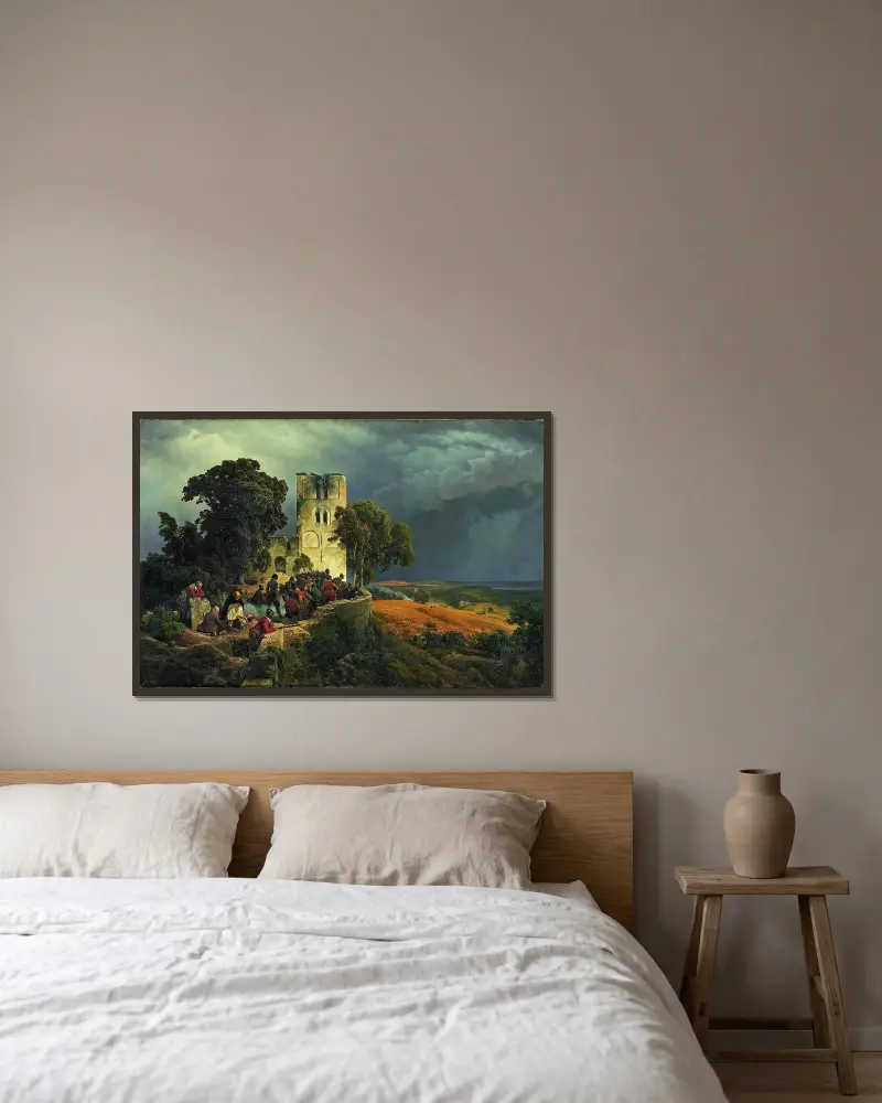 Obléhání (obrana kostelního dvora za třicetileté války), Karl Friedrich Lessing v rámu na stěně