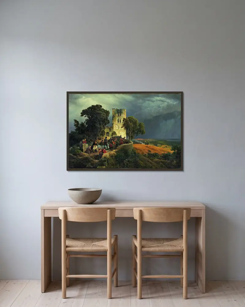 Obléhání (obrana kostelního dvora za třicetileté války), Karl Friedrich Lessing v rámu na stěně