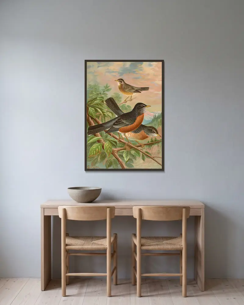 Turdus migratorius, Johann Friedrich Naumann v rámu na stěně
