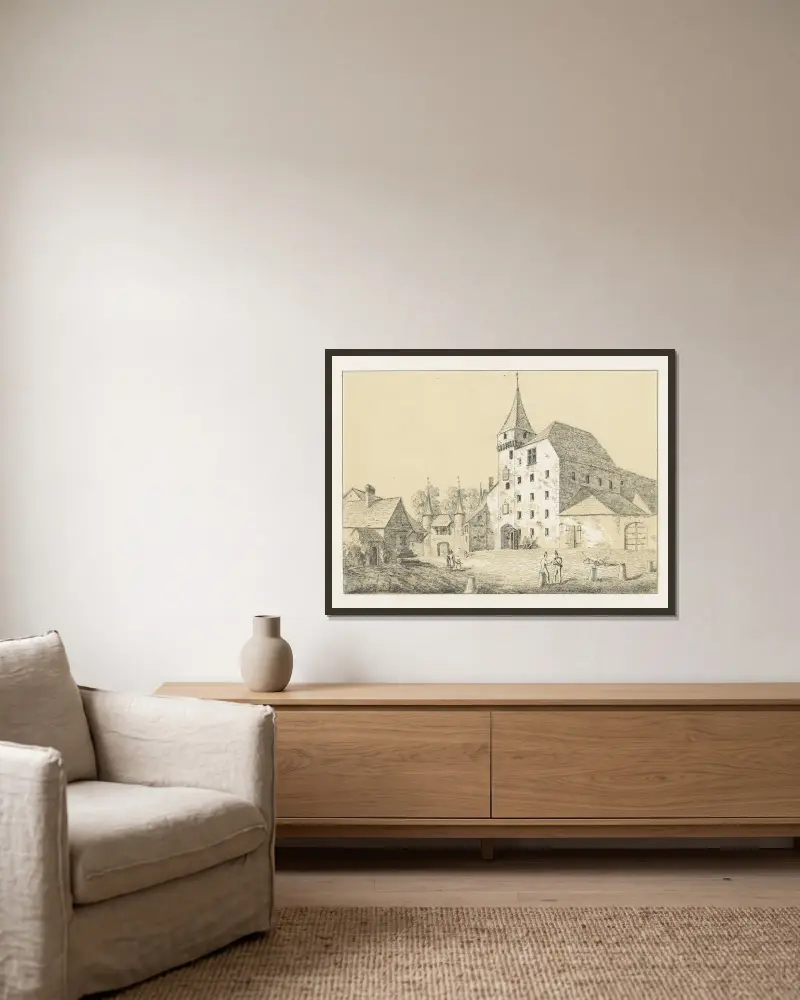Taubenschlag von Johann Friedrich Wagner gerahmt an einer Wand
