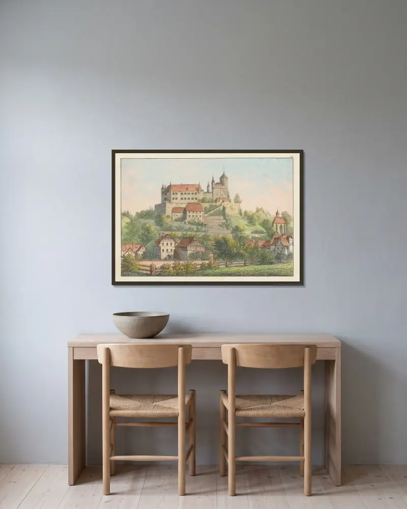 Lucens av Johann Friedrich Wagner inramad på en vägg