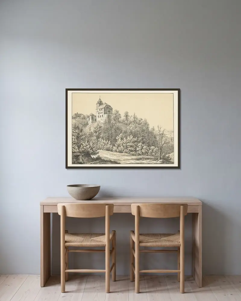 Schloss Moetteli von Johann Friedrich Wagner gerahmt an einer Wand