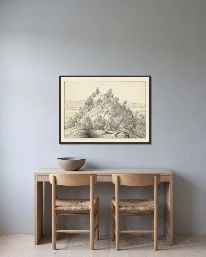 Mont av Johann Friedrich Wagner inramad på en vägg