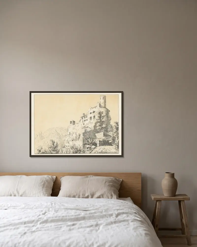 Neu Bechburg von Johann Friedrich Wagner gerahmt an einer Wand