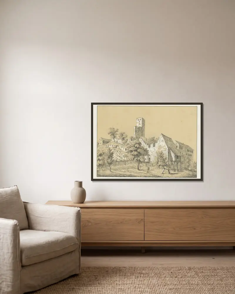 Nieder-Goesge von Johann Friedrich Wagner gerahmt an einer Wand