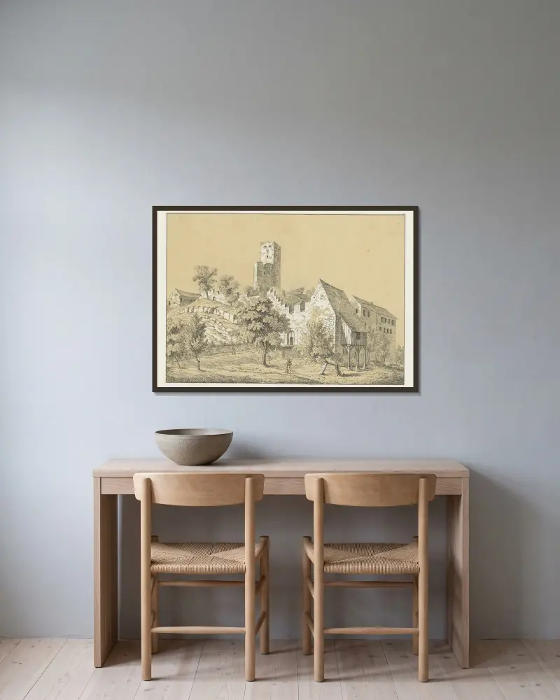 Nieder-Goesge von Johann Friedrich Wagner gerahmt an einer Wand