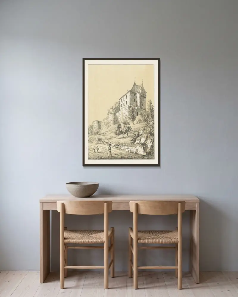 Valangin von Johann Friedrich Wagner gerahmt an einer Wand
