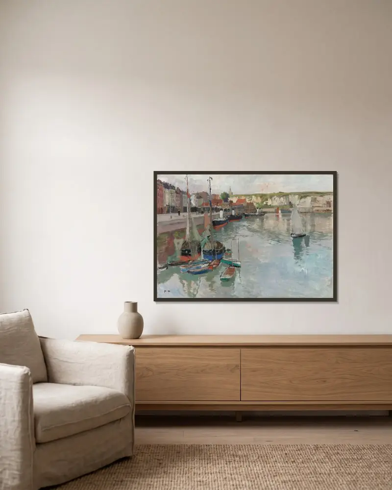 Dieppe av Frits Thaulow inramad på en vägg