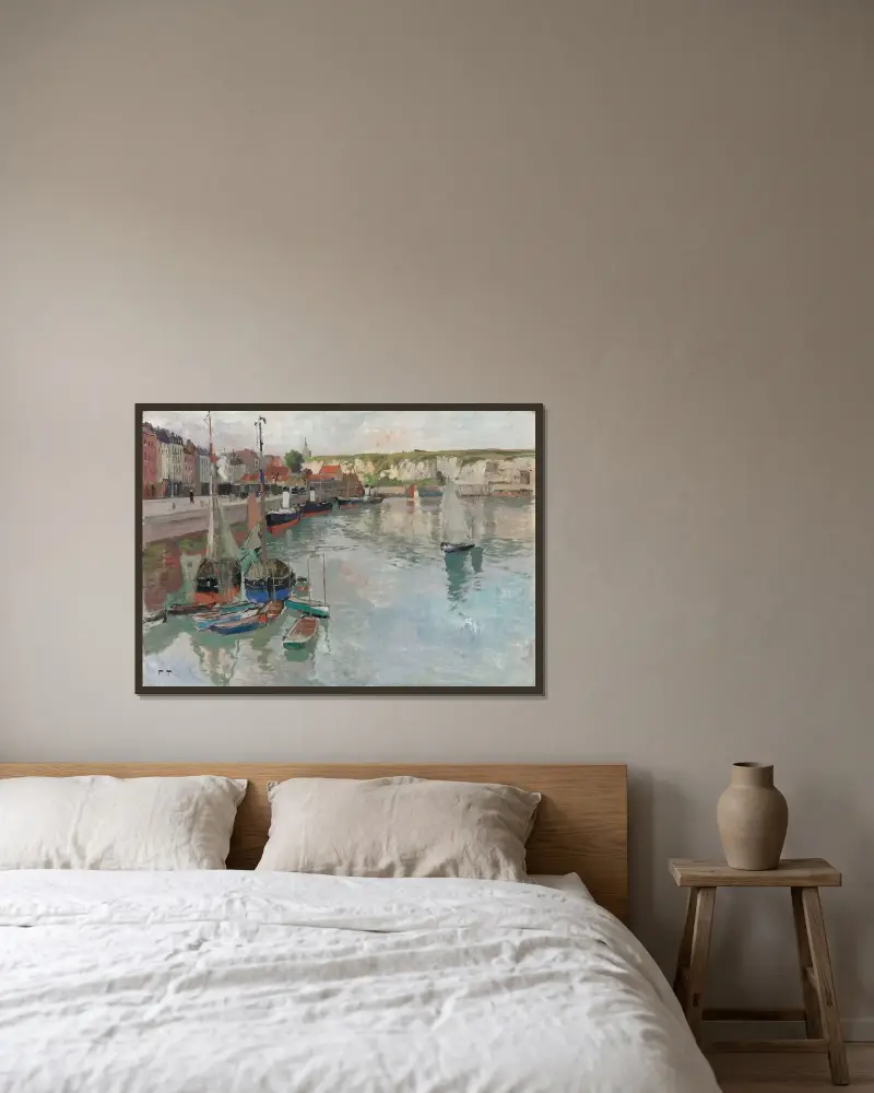 Dieppe av Frits Thaulow inramad på en vägg