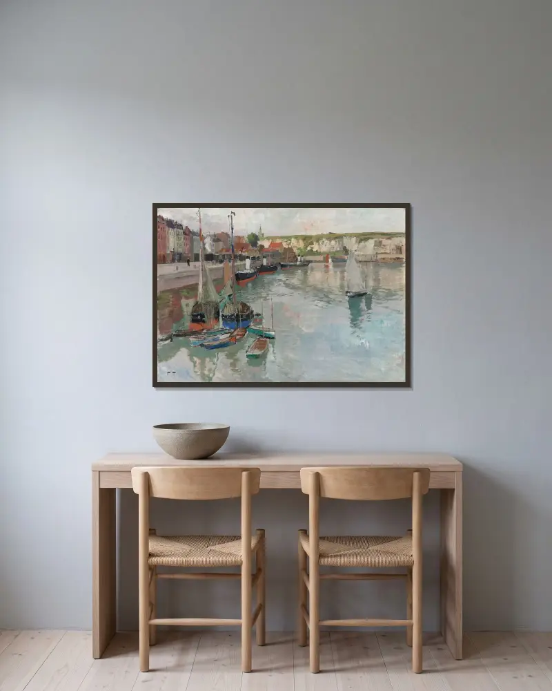 Dieppe av Frits Thaulow inramad på en vägg