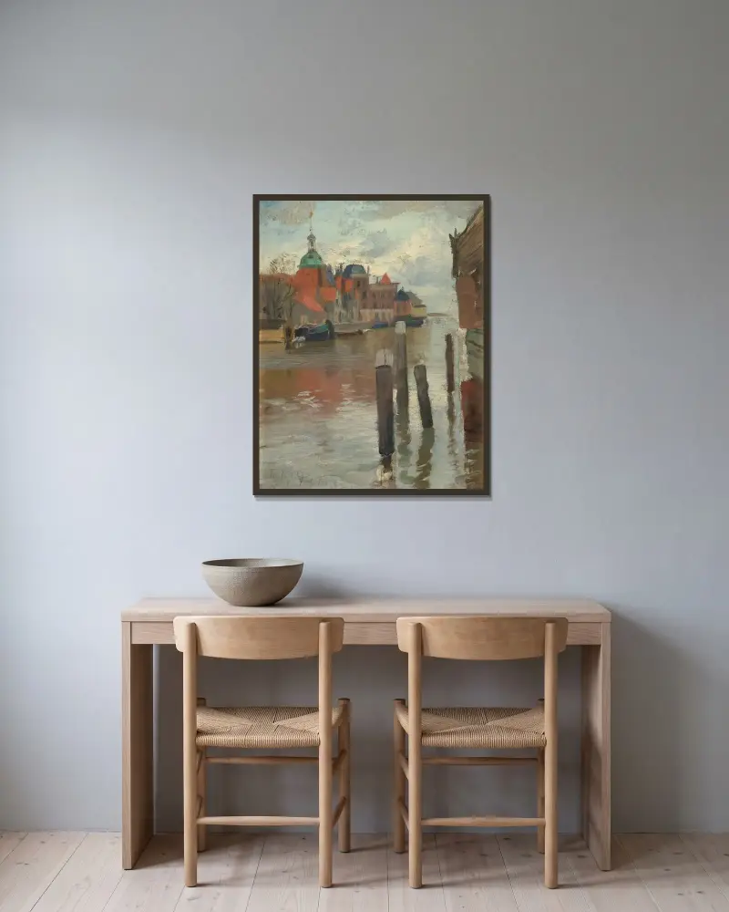 Dortrecht av Frits Thaulow inramad på en vägg