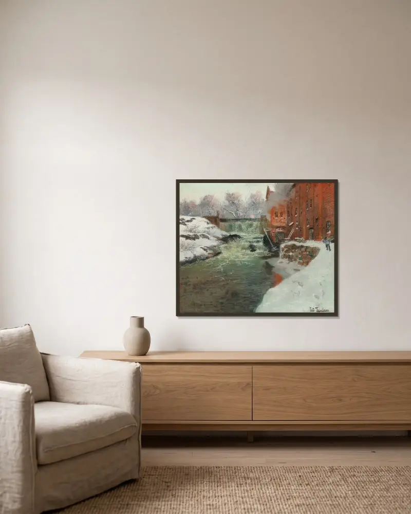 Effet de neige av Frits Thaulow inramad på en vägg