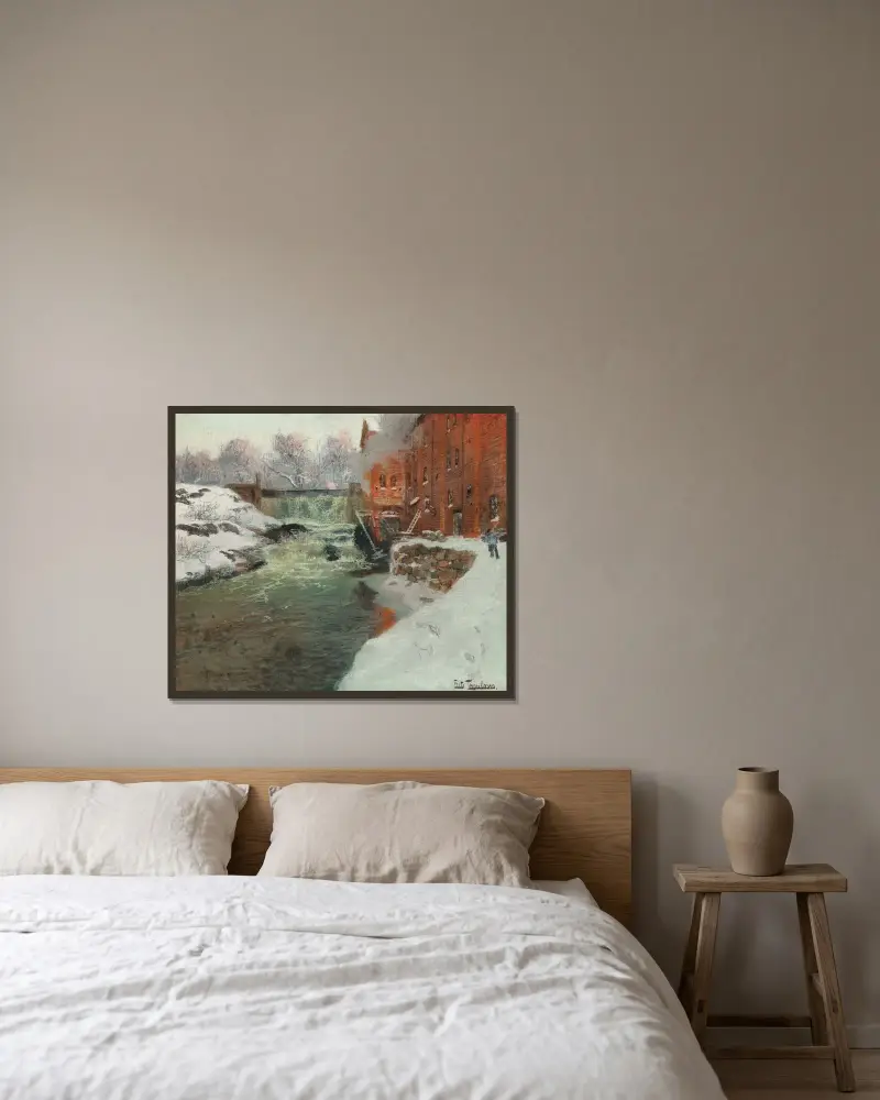 Effet de neige av Frits Thaulow inramad på en vägg