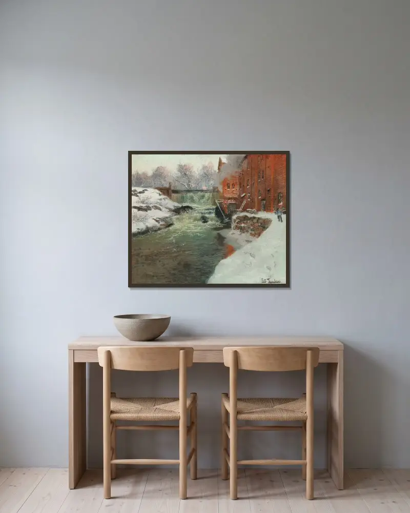 Effet de neige av Frits Thaulow inramad på en vägg