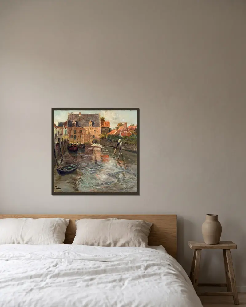 Low Water av Frits Thaulow inramad på en vägg