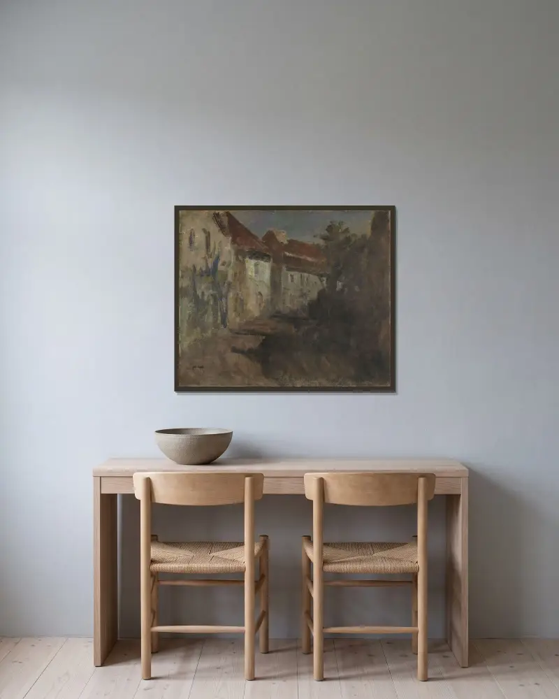 Månsken i Dieppe av Frits Thaulow inramad på en vägg