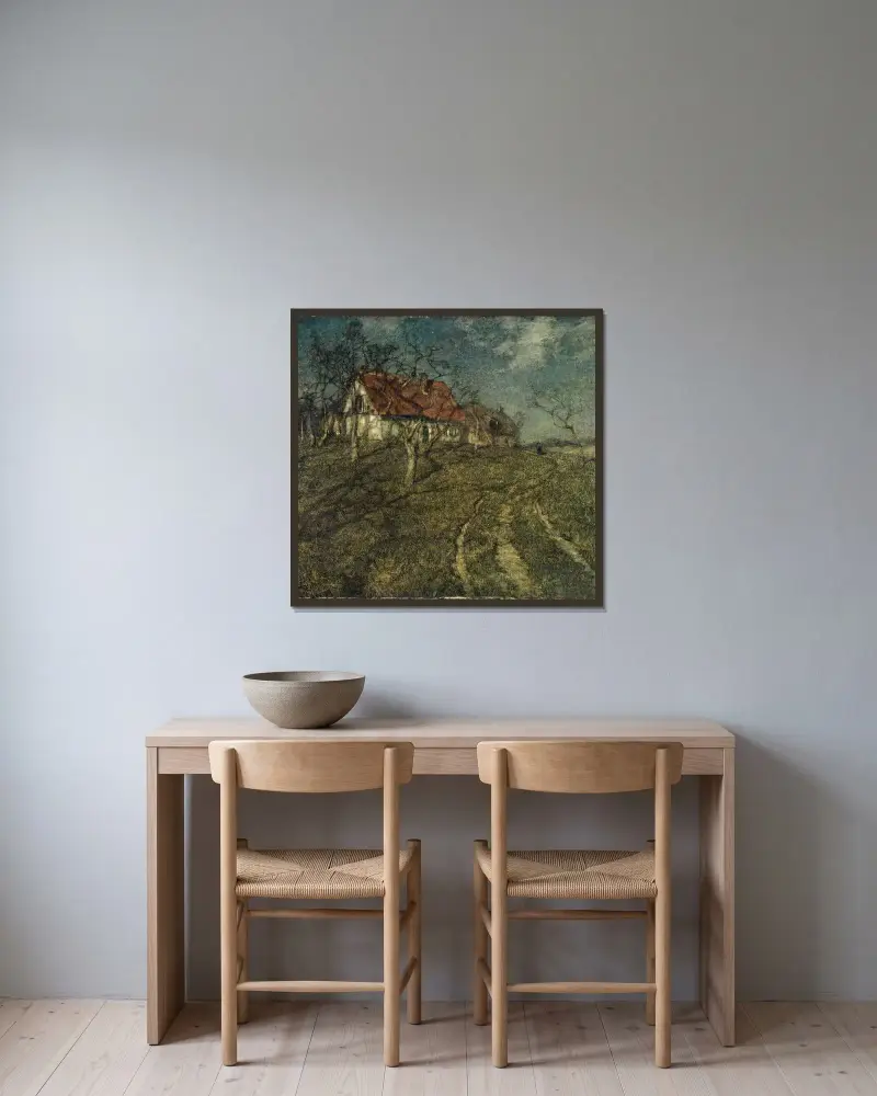 Shadows av Frits Thaulow inramad på en vägg