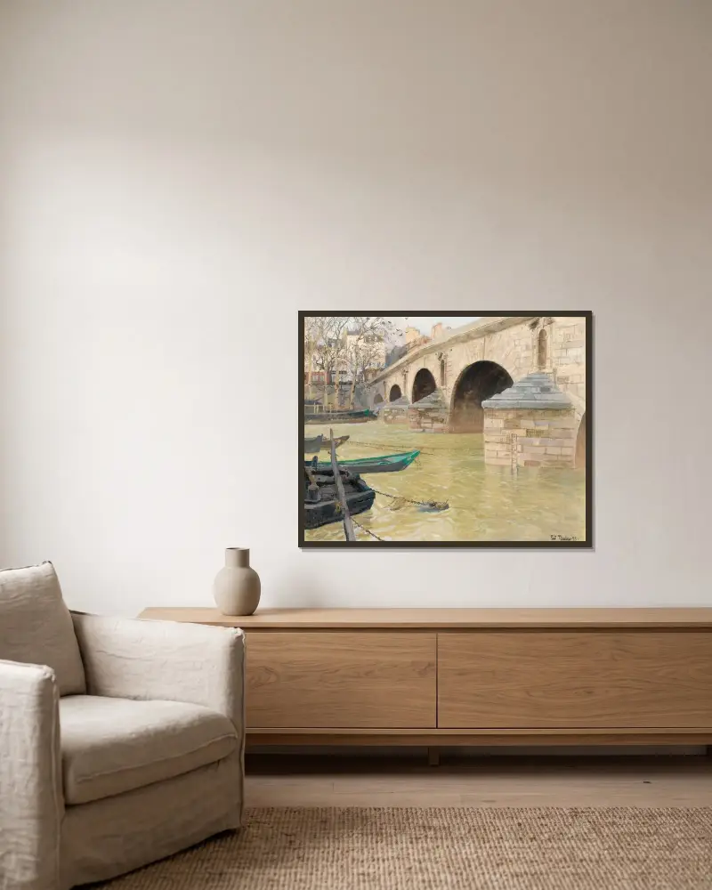 Pont Marie, Paris av Frits Thaulow inramad på en vägg