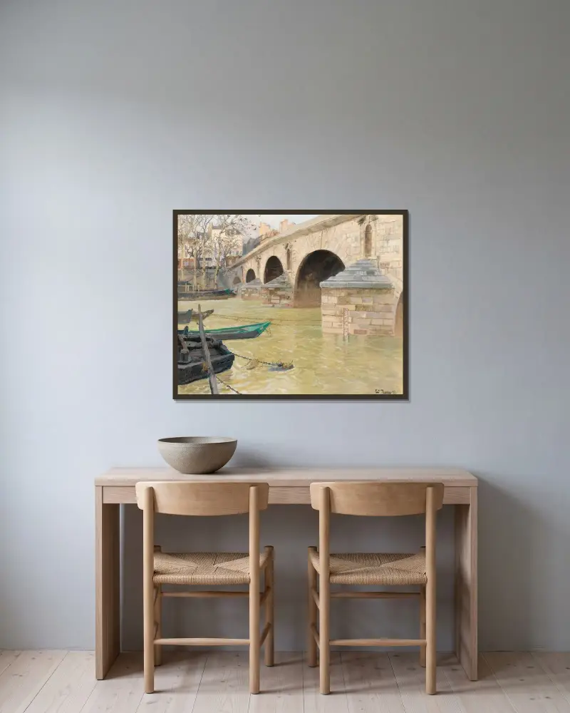 Pont Marie, Paris av Frits Thaulow inramad på en vägg