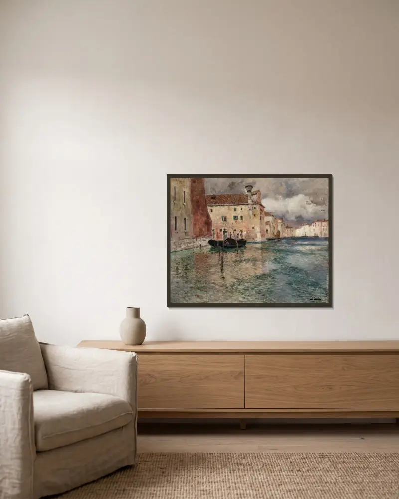 Venice av Frits Thaulow inramad på en vägg