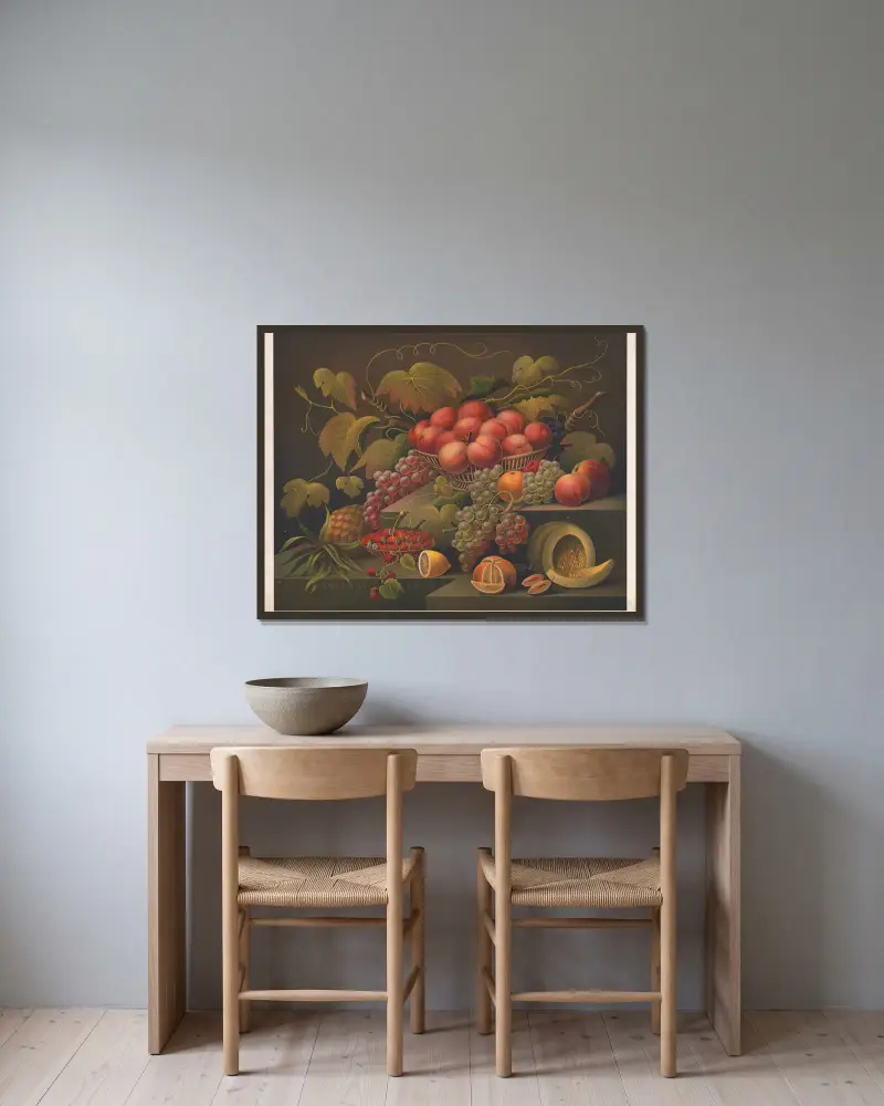 Amerikanische Früchte von James Fuller Queen gerahmt an einer Wand