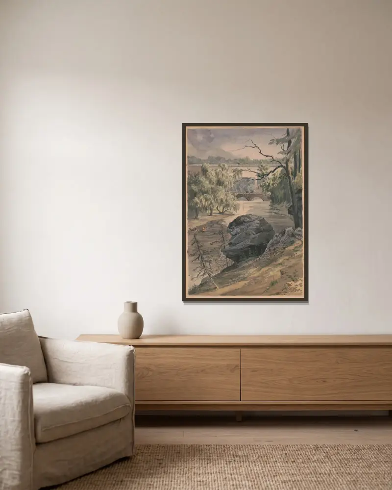 Broar över Wissahickon Creek nära Schuylkill av James Fuller Queen inramad på en vägg