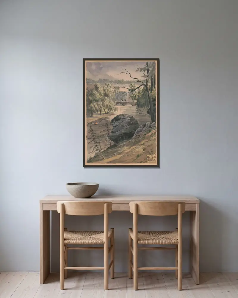 Broar över Wissahickon Creek nära Schuylkill av James Fuller Queen inramad på en vägg
