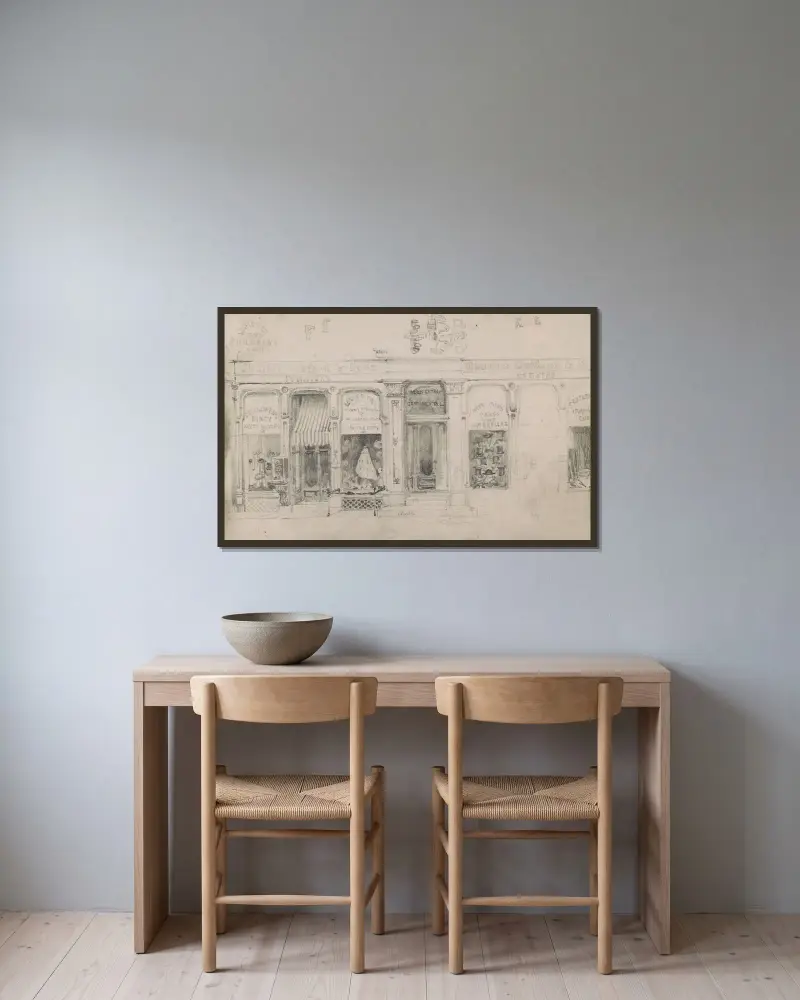 Design for advertisement, Charles Oakford & Sons, furrier and hatter, located at 104 Chestnut av James Fuller Queen inramad på en vägg